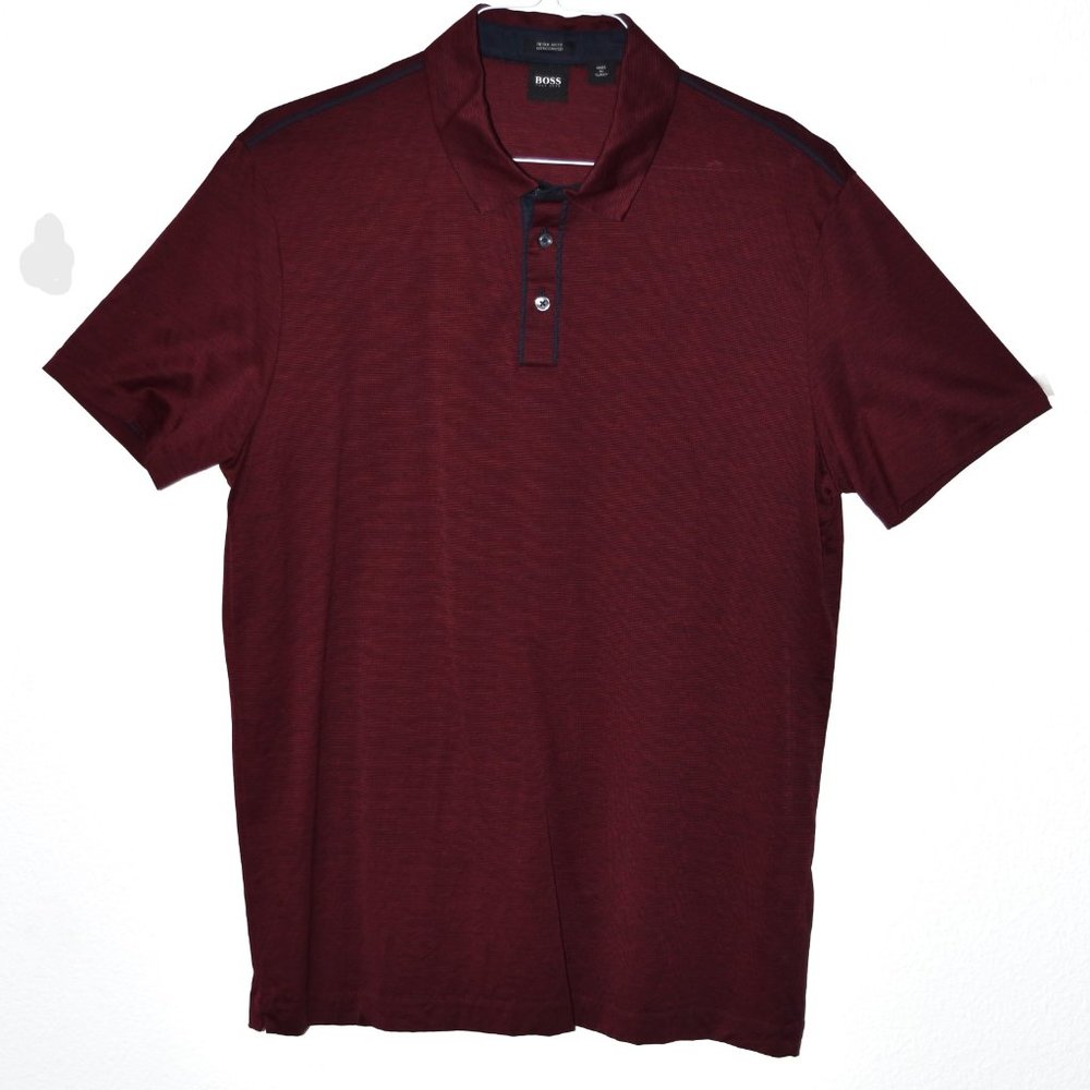 BOSS Men's Burgundy Polo Shirt